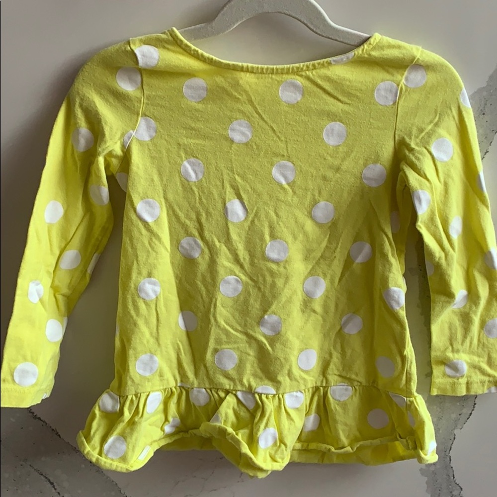 Baby Gap white polka dot yellow tee
